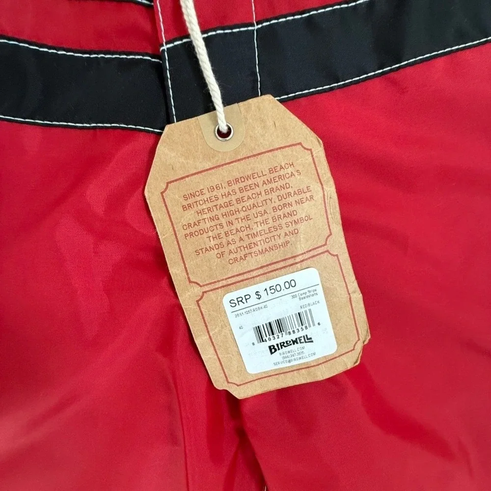 Birdwell Beach Britches 300 Comp Stripe Boardshorts Red Black Mens 40 NEW